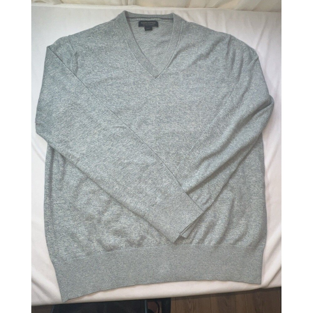 Banana Republic Men's Large Luxury V-neck Sweater Cashmere/Cotton Bluish Green